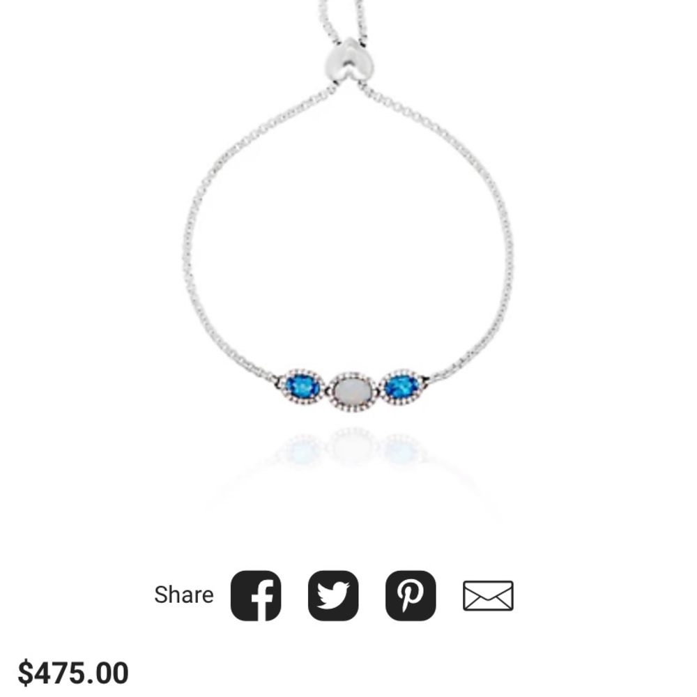 opal, blue topaz and white topaz sterling bracelet
